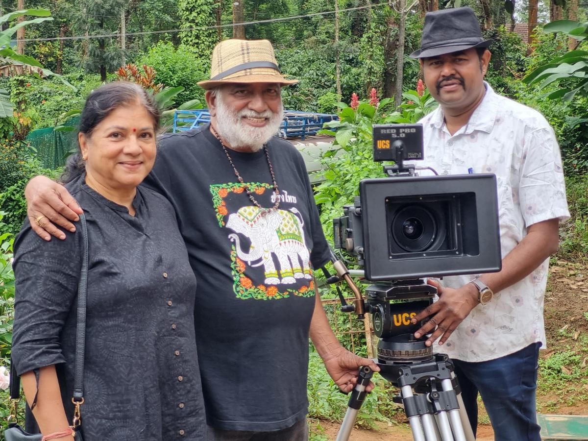 Producer Kiran R. Kamath, director K. Ramesh Kamath and cameraperson PVR Swamy.