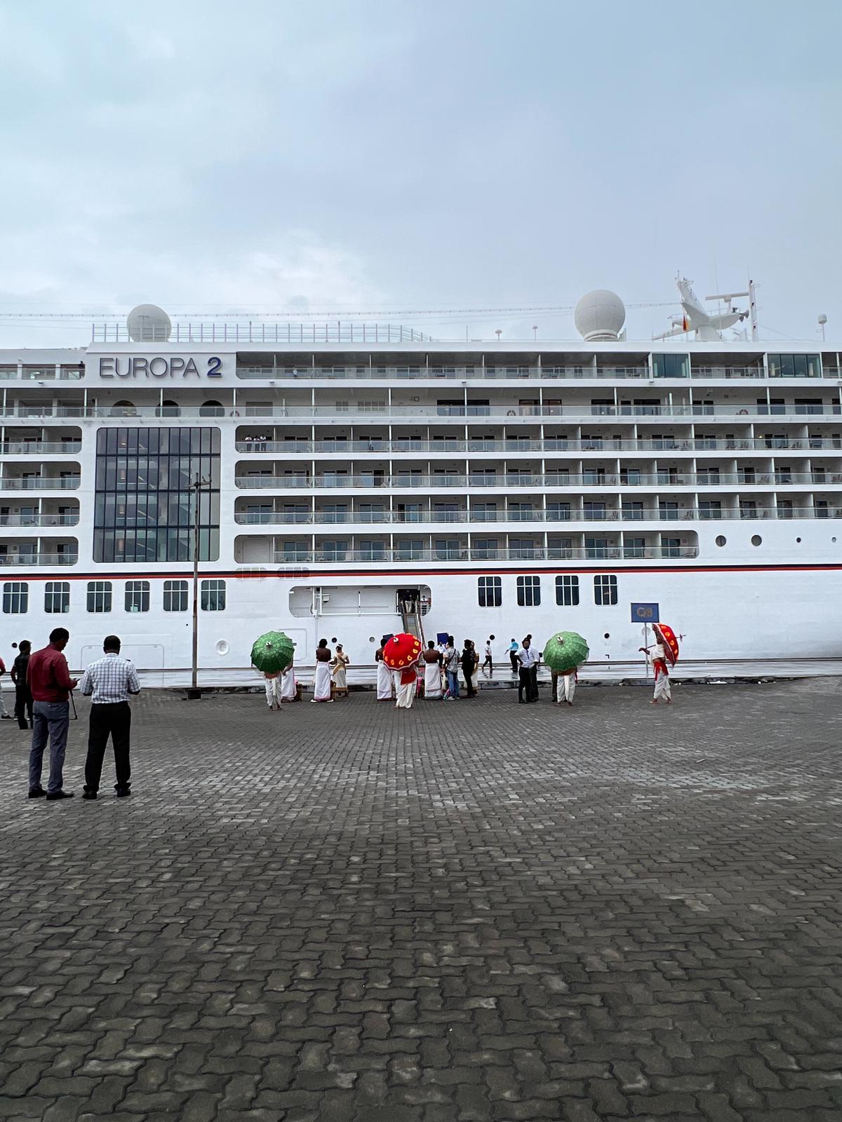 Europa-2 was accorded a ceremonial welcome at the Sagarika International Cruise Terminal in Kochi.  She was the first vessel to reach Kochi in 2022