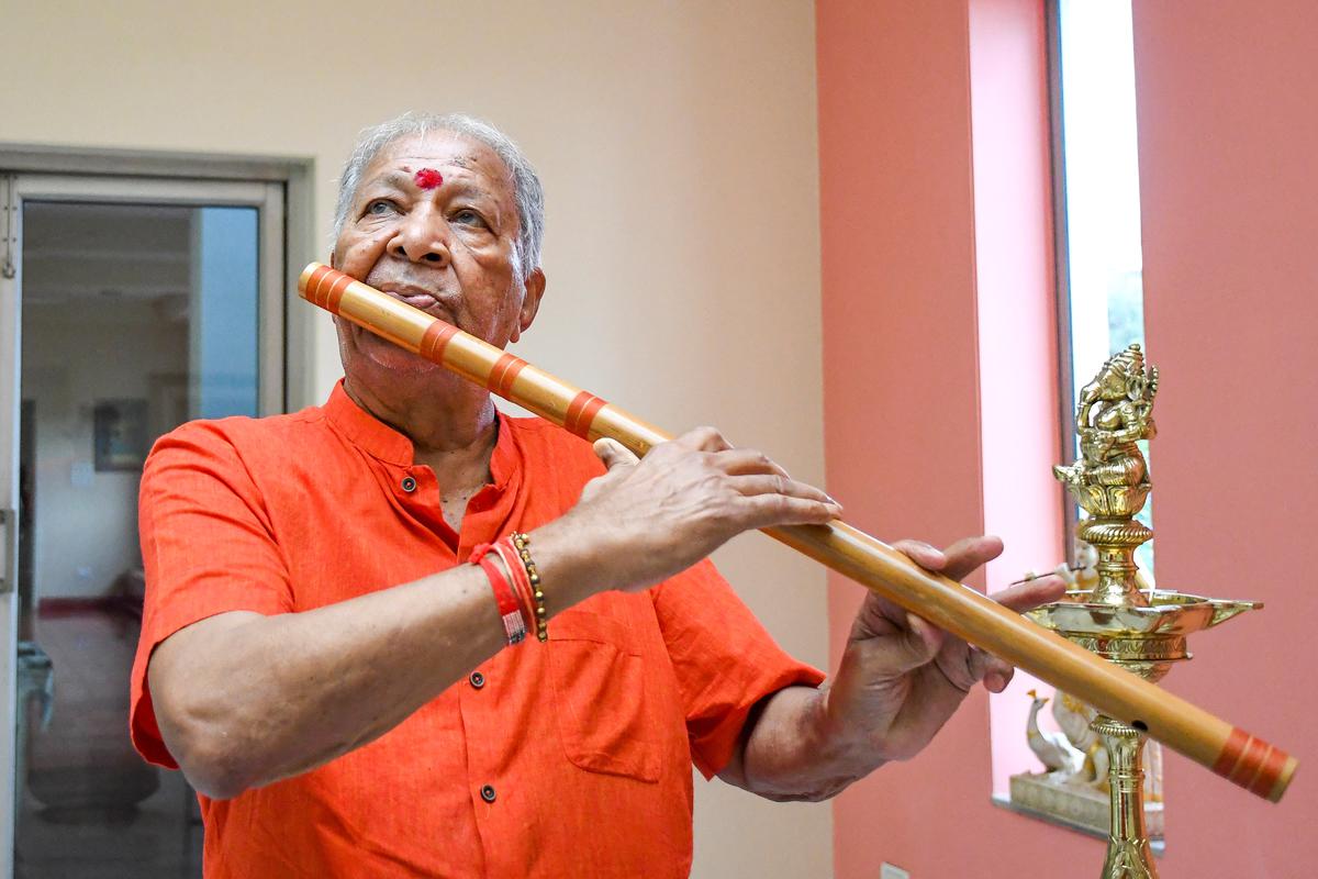 Pt. Hariprasad Chaurasia at his gurukul ‘Vrindaban’ in Mumbai.