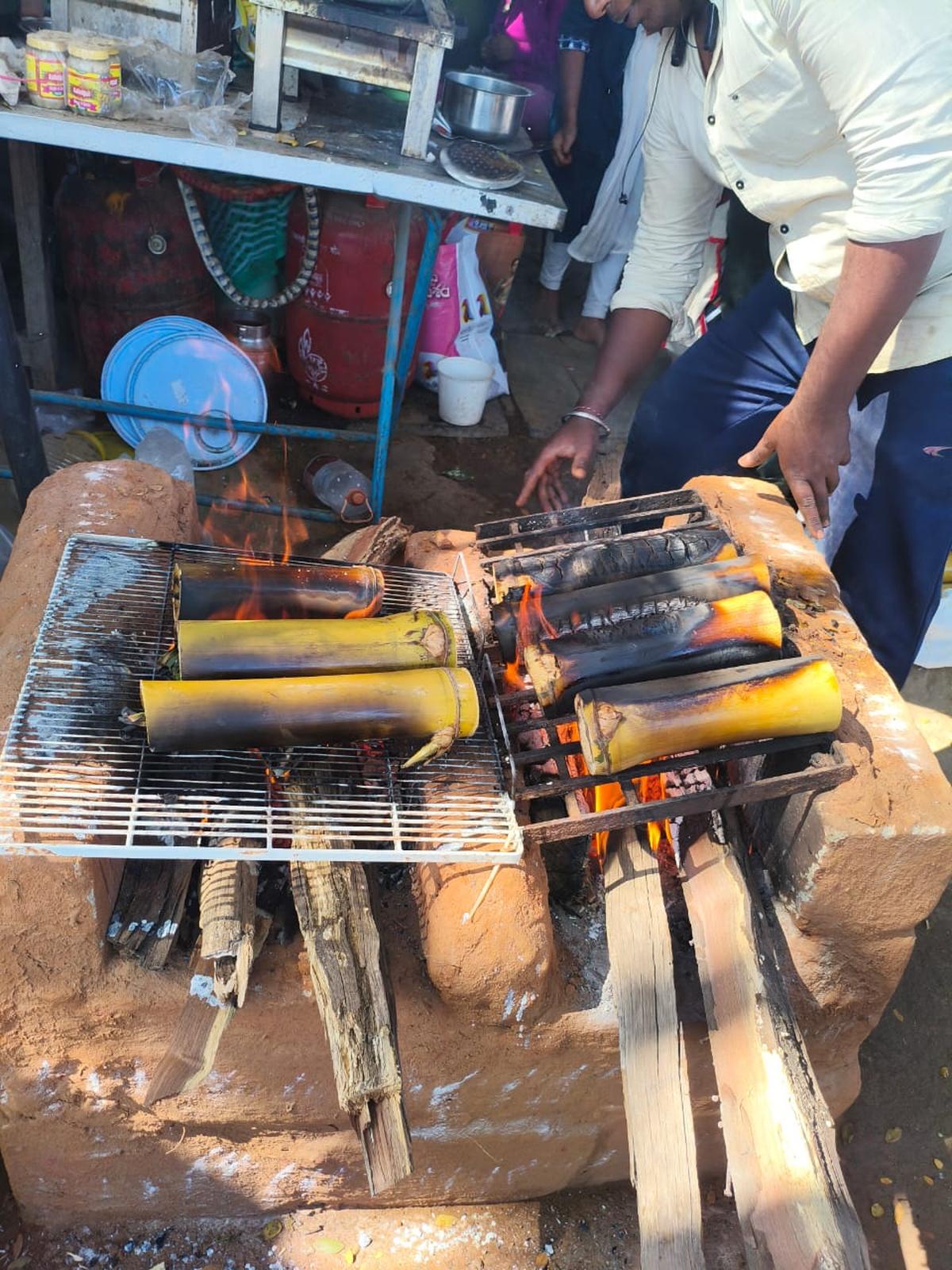 A bamboo chicken stall set up by Saraswathi SHG of Reddygudem village near Medaram during the Maha Jatara. A bamboo chicken stall set up by Saraswathi SHG of Reddygudem village near Medaram during the Maha Jatara.
