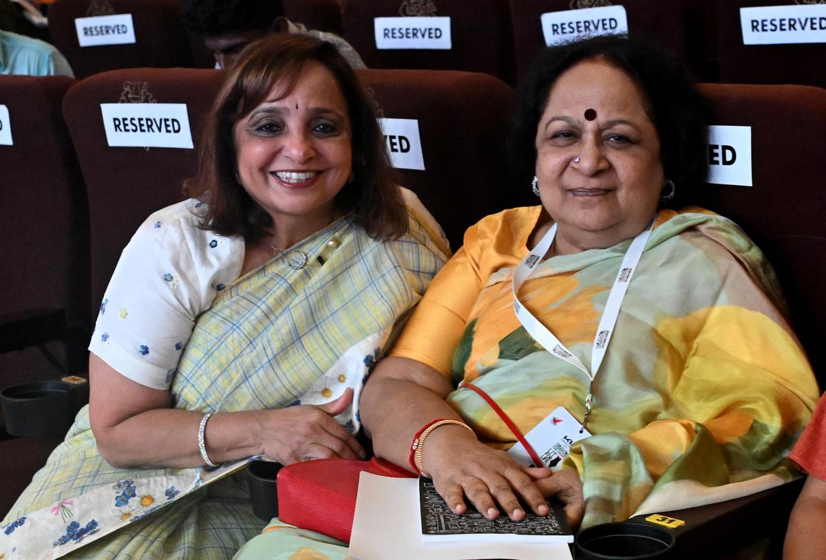 Jayanthi Natarajan, Former Union Minister, with Nirmala Laksman, Chairperson, THGPPL at The Hindu Lit for Life festival 2025 held at The Sir Mutha Concert Hall, Chetpet. Jayanthi Natarajan, Former Union Minister, with Nirmala Laksman, Chairperson, THGPPL at The Hindu Lit for Life festival 2025 held at The Sir Mutha Concert Hall, Chetpet.