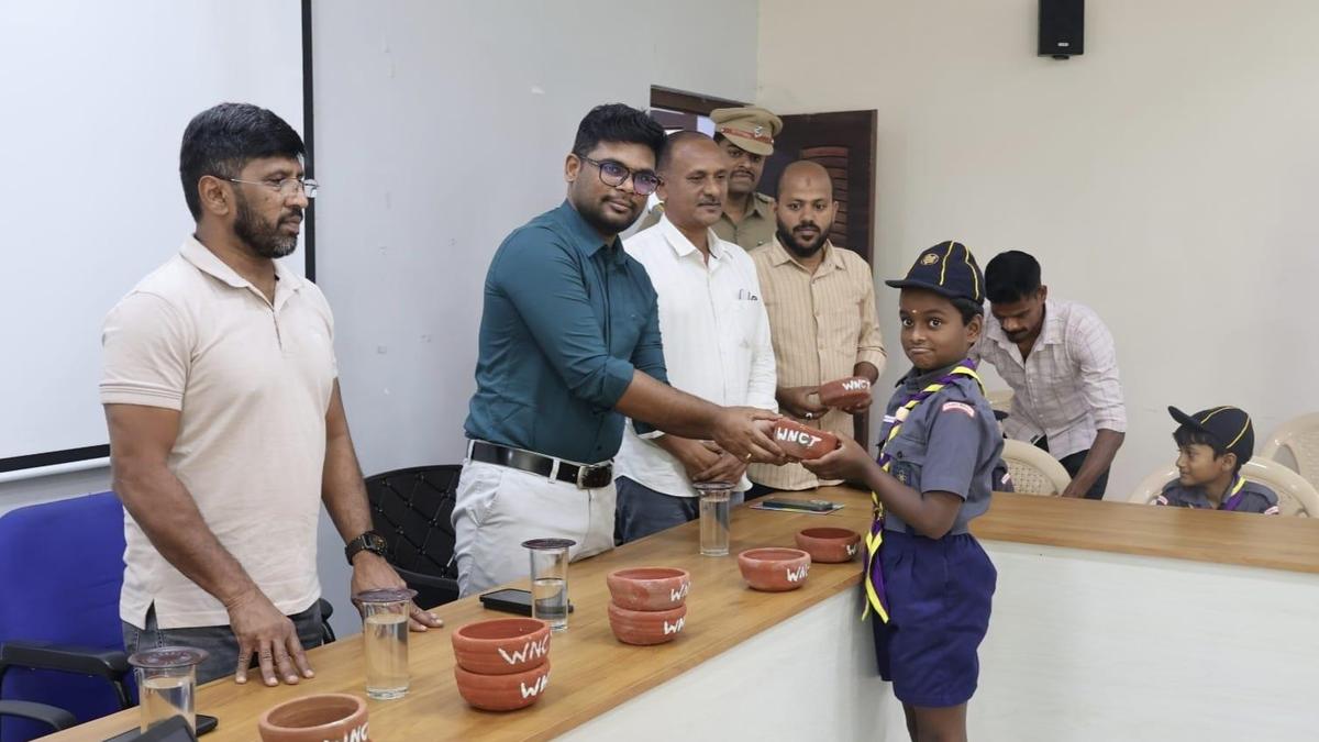 Earthen bowls distributed to keep water for birds in summer
