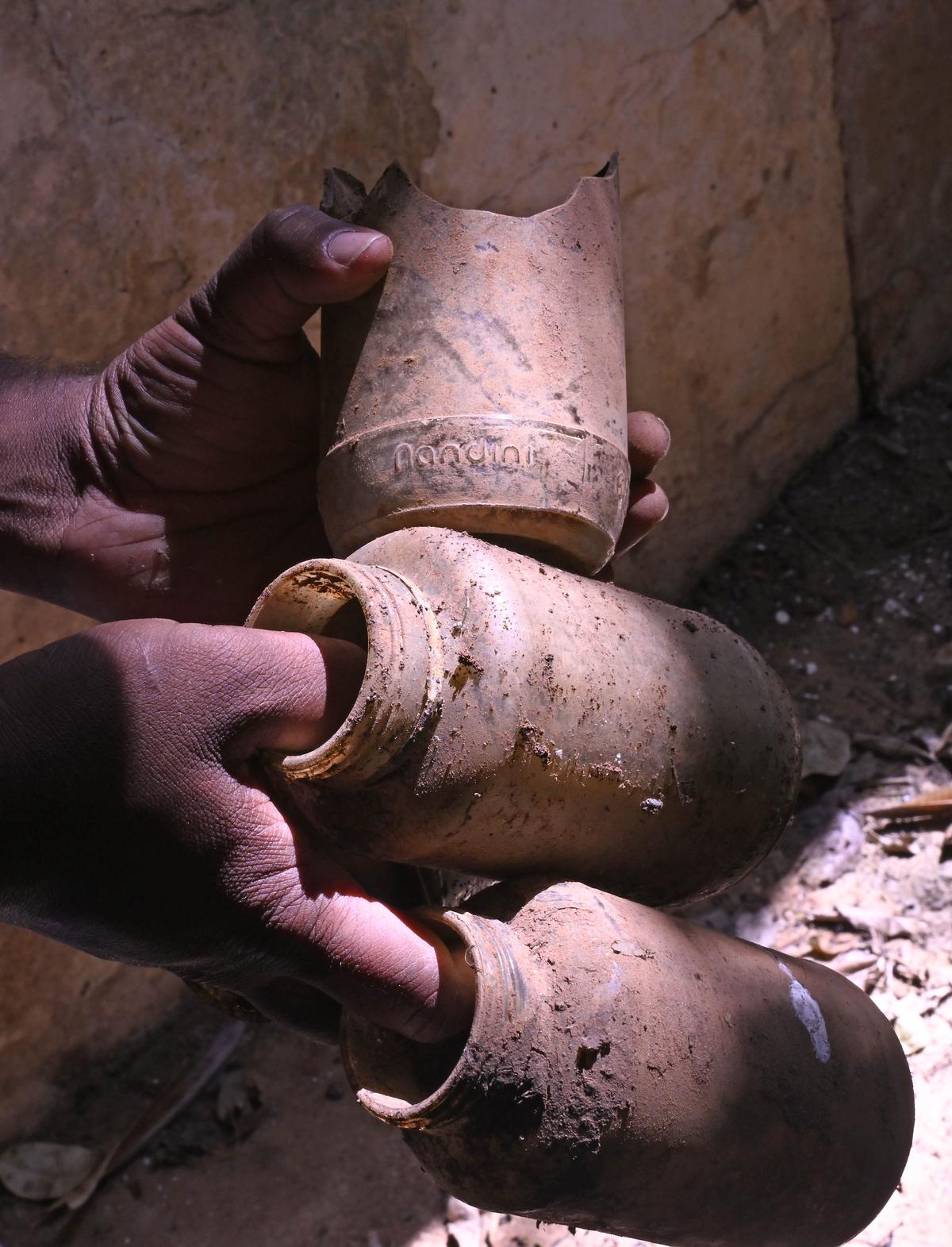 Milk bottles still found at the old dairy facility at Kudige in Kodagu. 