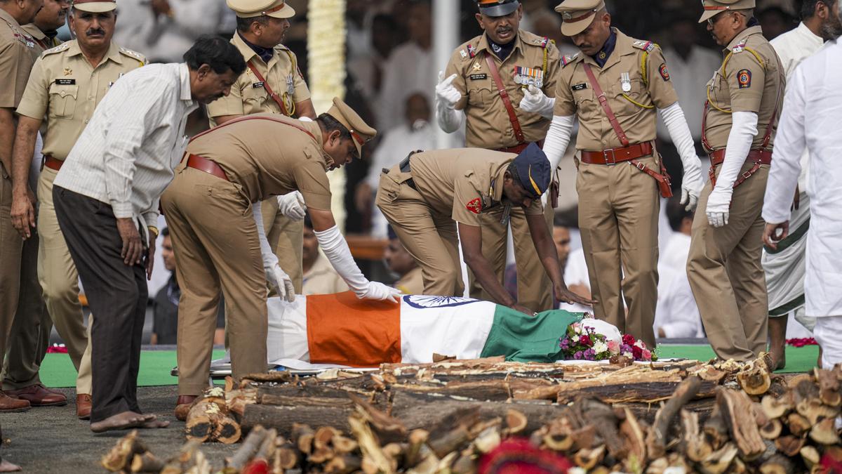 Ajit Pawar cremated with full state honours; Union Ministers attend funeral