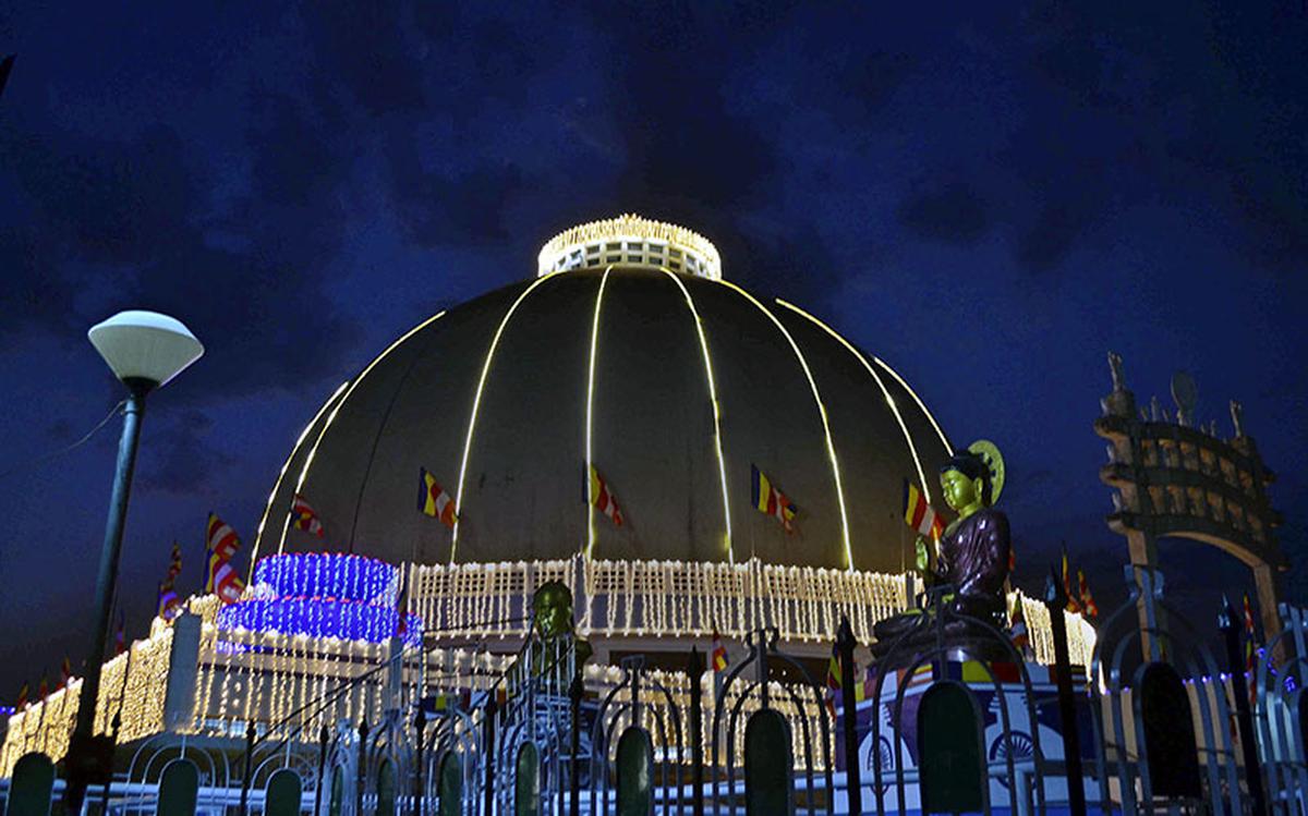 Deekshabhoomi in Nagpur is illuminated on the eve of Babasaheb Ambedkar’s birth anniversary. It is here that Ambedkar and lakhs of his followers converted to Buddhism on October 14, 1956. 