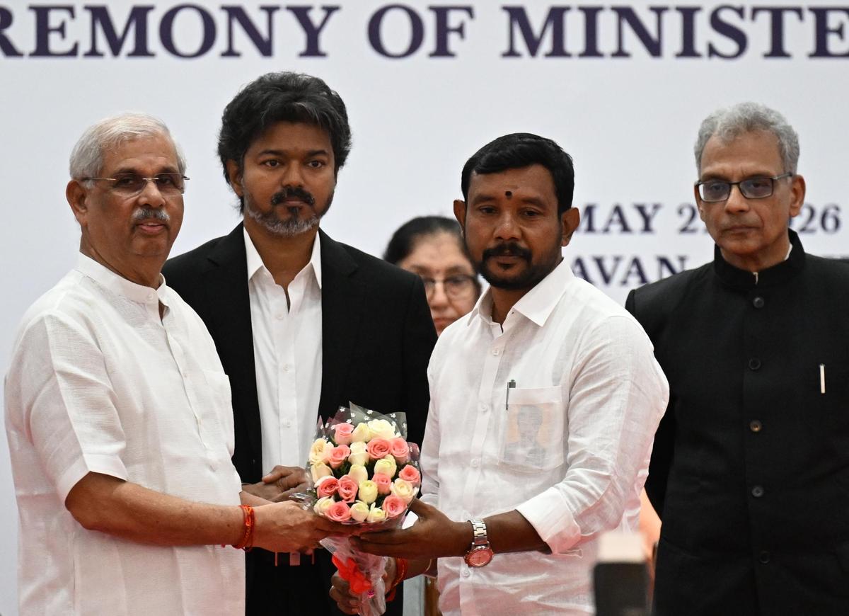 V. Sampath Kumar during the swearing-in of new Ministers as part of Tamil Nadu Cabinet expansion on May 21, 2026
