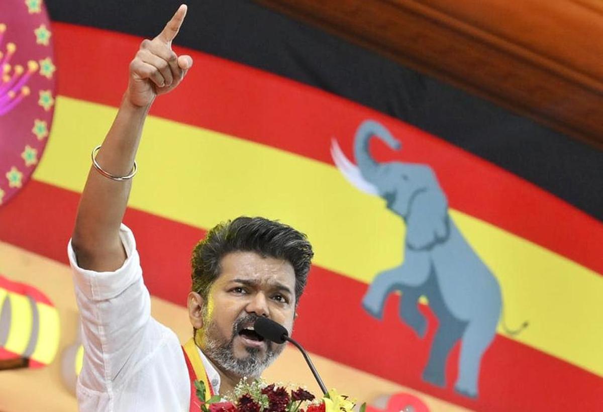 Actor and TVK leader Vijay offers prayers at Subramania Swamy temple in Thiruchendur