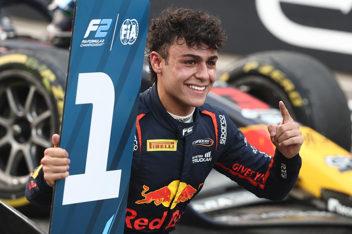 Lindblad after a Formula 2 Round Sprint Race in Abu on December 7. Lindblad after a Formula 2 Round Sprint Race in Abu on December 7.