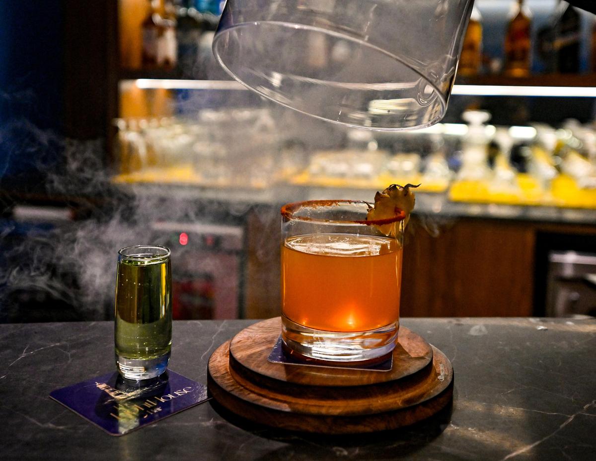 Smoky cocktails on display at the newly launched The Lighthouse Bar at The Park Visakhapatnam.