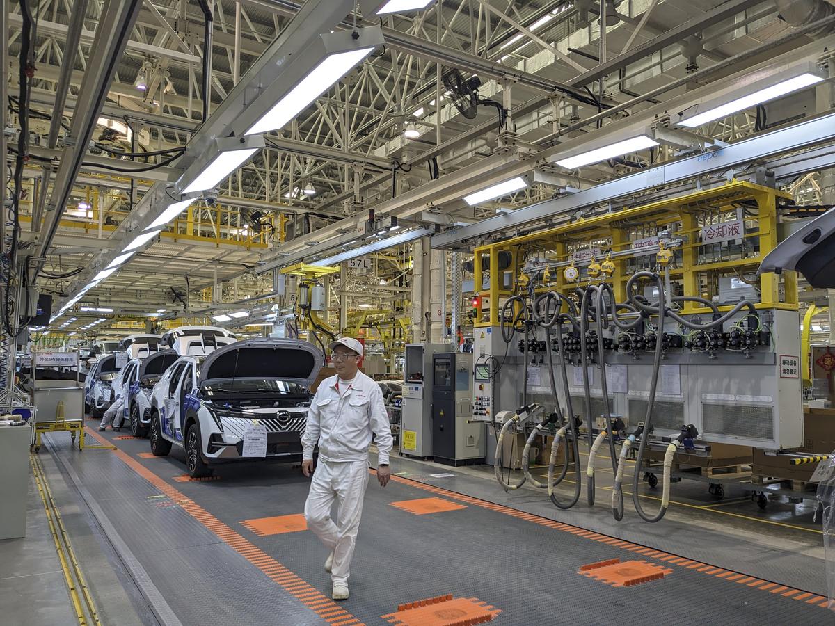 An assembly workshop of the Guangzhou Atutomobile Group Co Ltd, Xinjiang. The province is crucial to China’s Belt and Road Initiative.