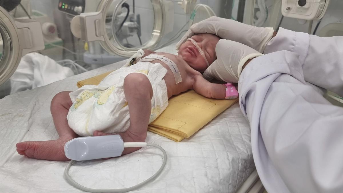 Palestinian baby in Gaza born an orphan in an urgent caesarean section delivery after an Israeli strike