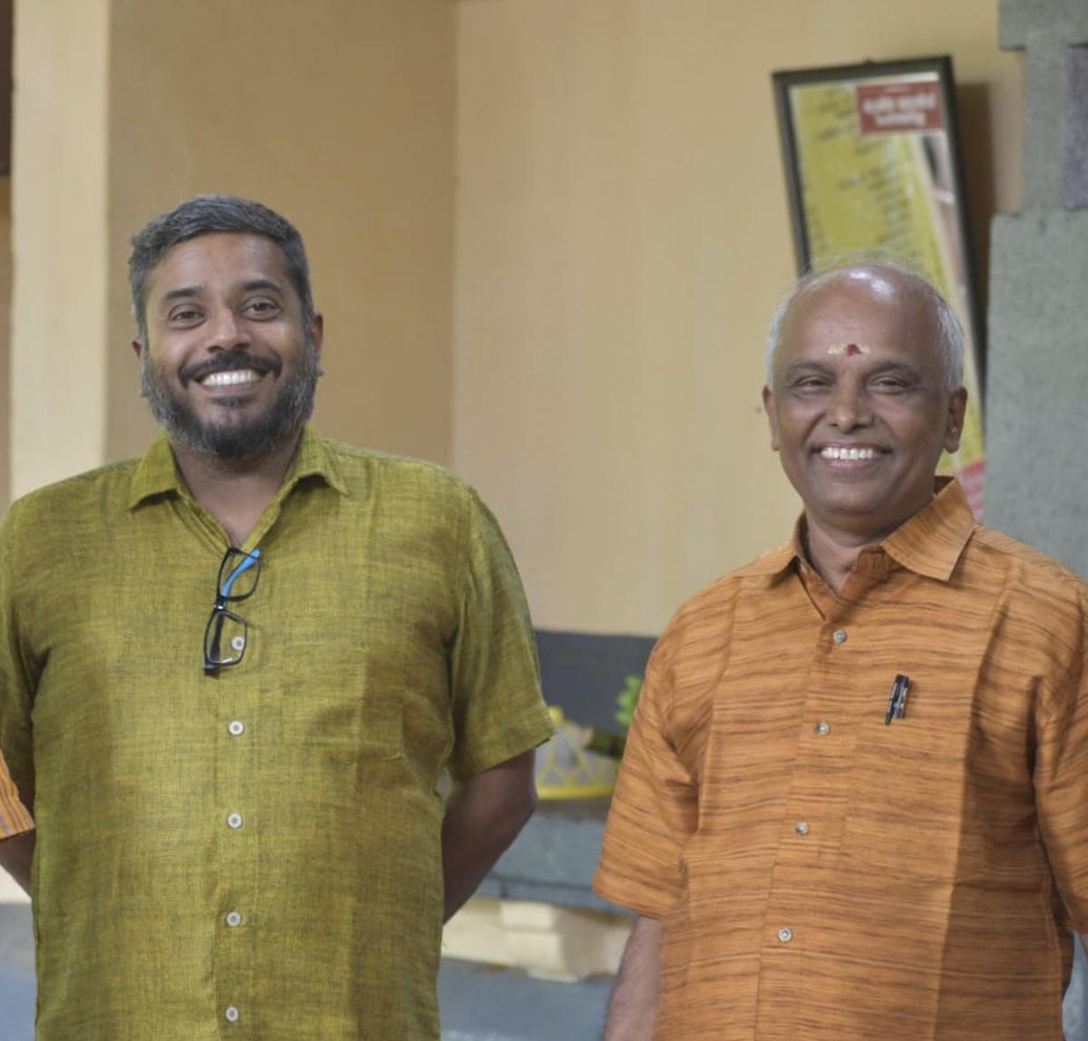 Vinu Vasudevan (left) with chenda maestro Kalamandalam Unnikrishnan