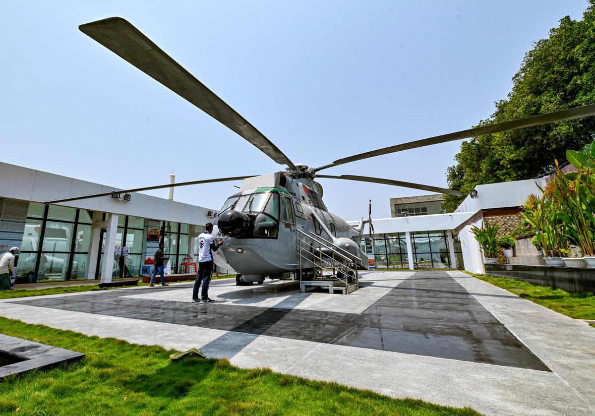 A view of the museum of Sikorsky UH-3H helicopter that will be shortly inaugurated to be added to the maritime corridor on the Beach Road near TU-142 aircraft in Visakhapatnam. A view of the museum of Sikorsky UH-3H helicopter that will be shortly inaugurated to be added to the maritime corridor on the Beach Road near TU-142 aircraft in Visakhapatnam.
