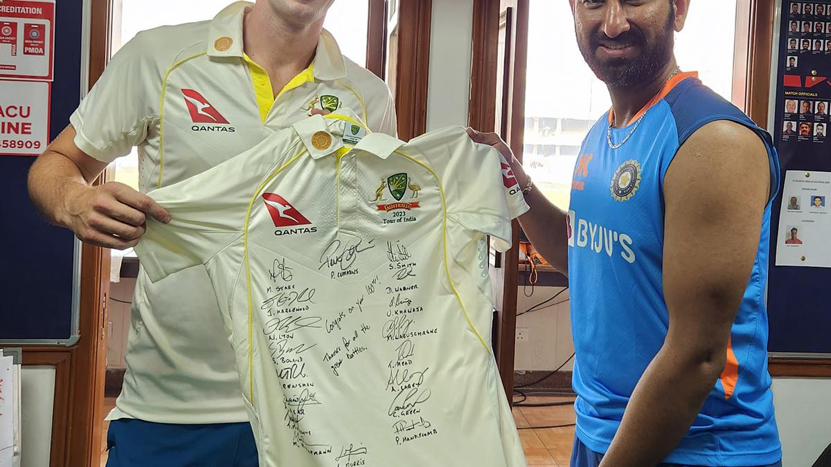 Australia captain Pat Cummins gifts signed team jersey to Cheteshwar Pujara for completing 100 Tests