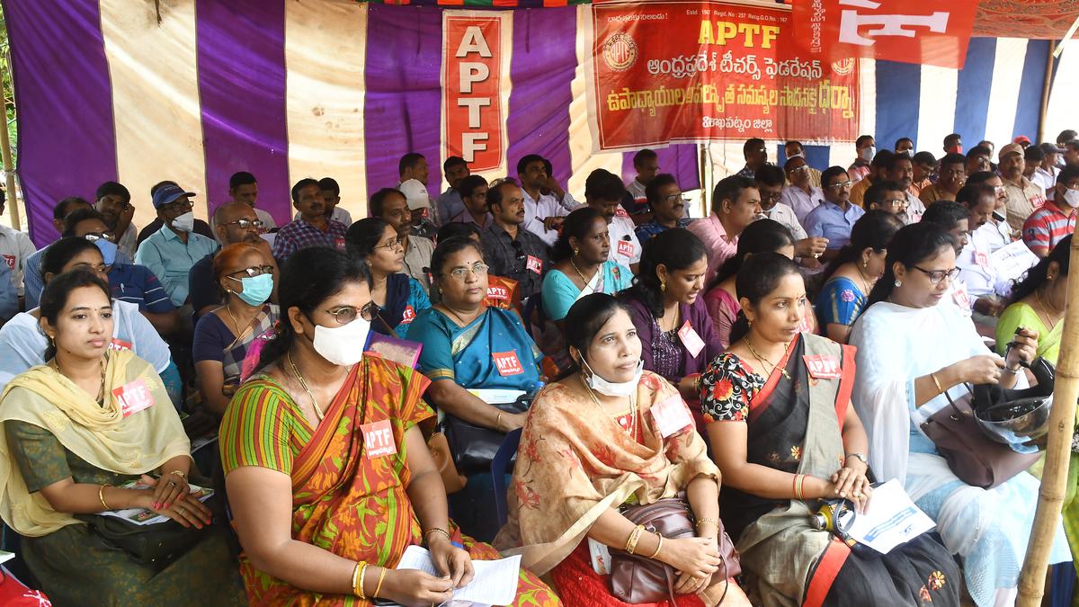 Andhra Pradesh: Teachers stage dharna seeking repeal of Contributory Pension Scheme