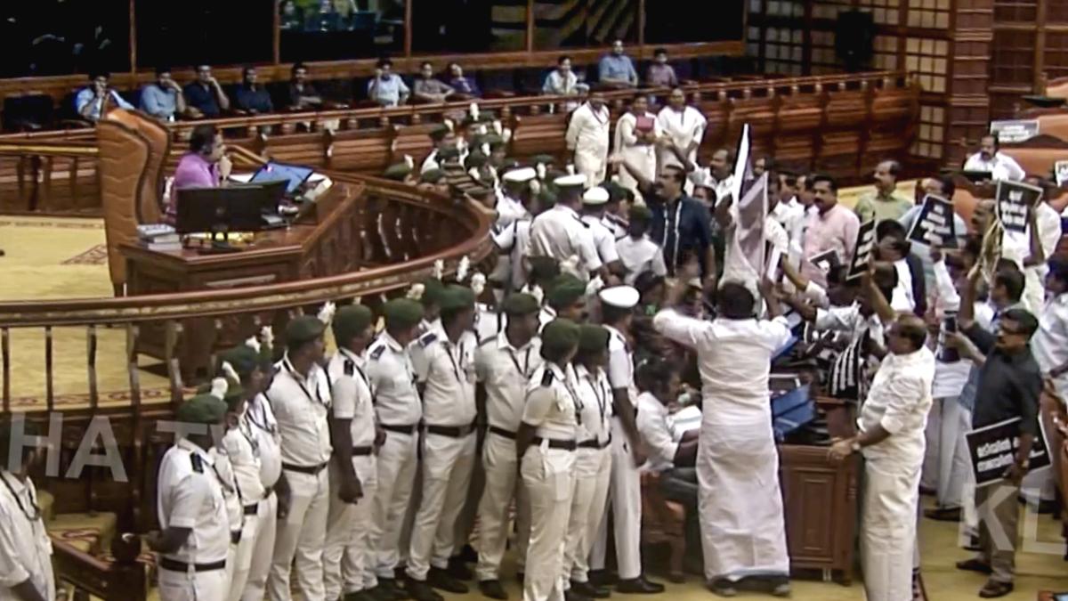 Uproar in Kerala Assembly as Opposition attempts to storm Speaker’s podium over Sabarimala ‘gold-plating row’