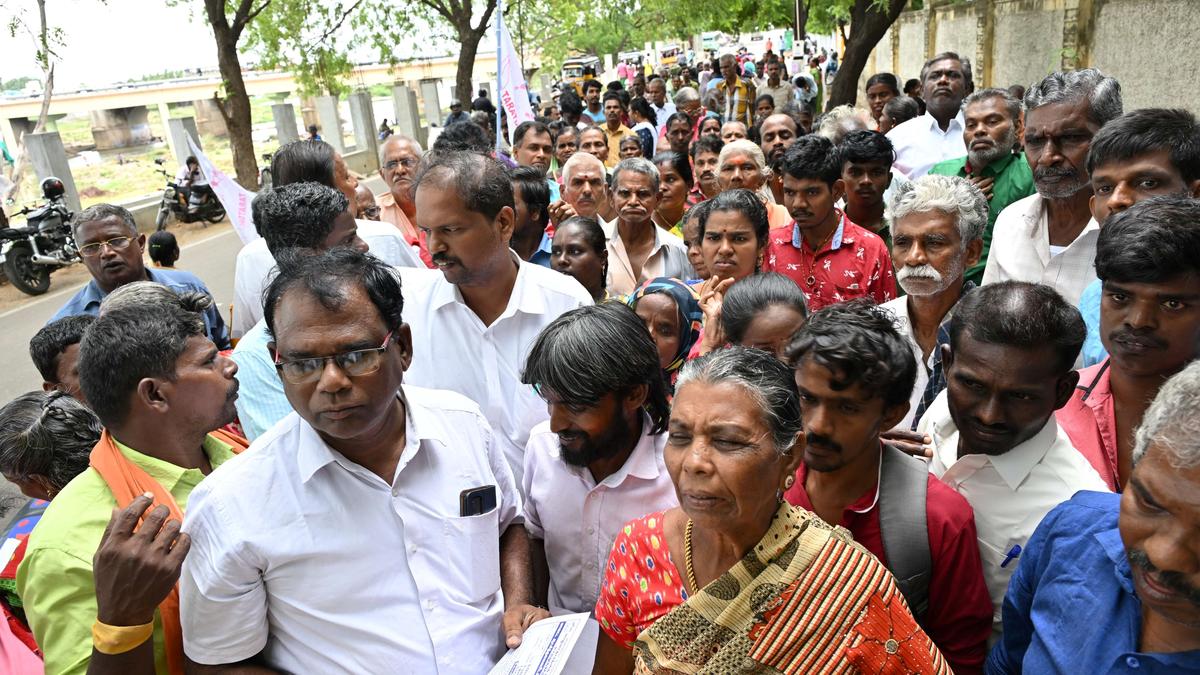 Physically challenged stage demo in front of Collectorates