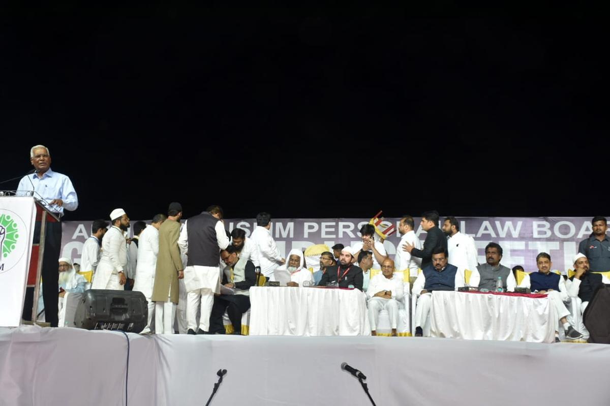 CPI General Secretary D. Raja addressing the public meeting to protest the Waqf Amendment Act, 2025, organised at Peer Bangali Ground in Kalaburagi on May 4, 2025.