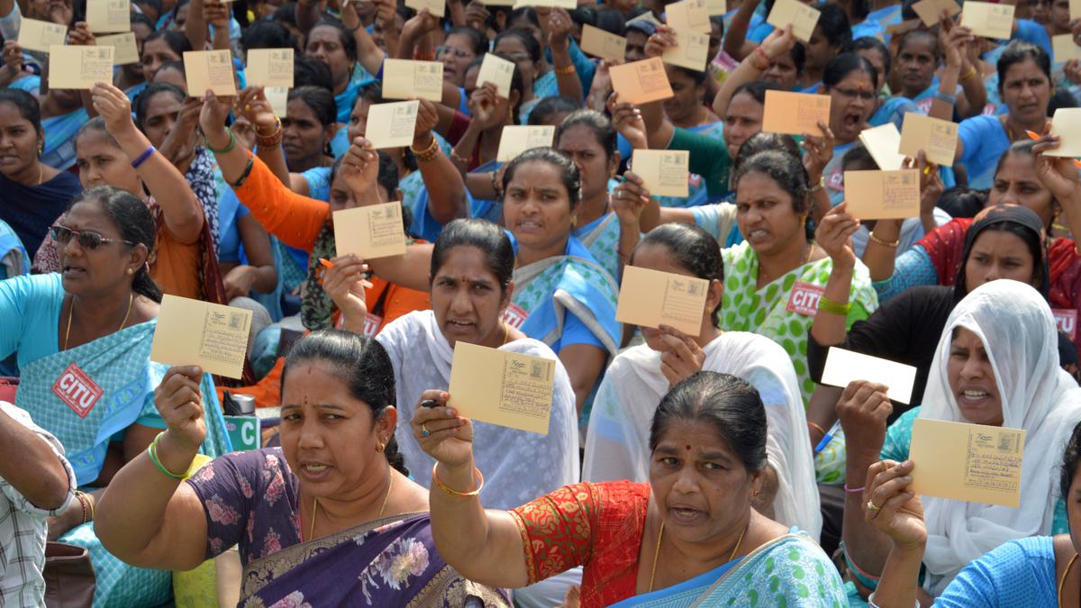 Anganwadi workers launch postcard campaign as their protest enters 17th day