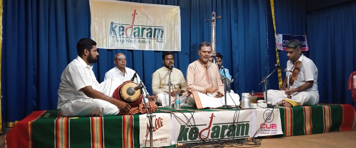 A.S. Murali with A.G. Venkatasubramaniam (violin); Tirucherai Kaushik on the mridangam and Madipakkam Murali on the ghatam.