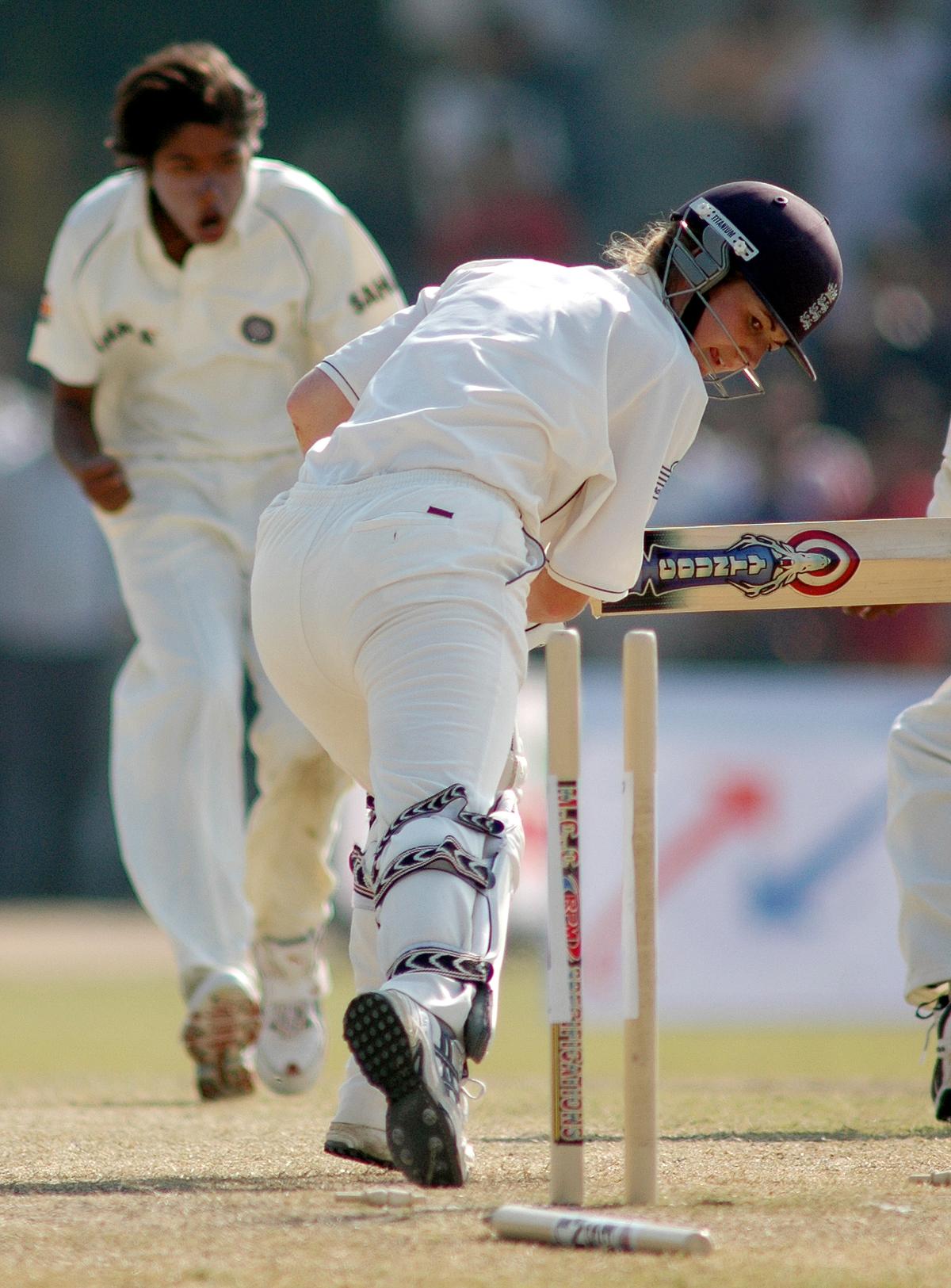 When they were rivals: Edwards relished her battles with ‘unbelievable bowler’ Jhulan Goswami. ‘I feel very fortunate now to work with her [at Mumbai Indians] and, you know, call her my friend,’ she says. | Photo credit: Sandeep Saxena