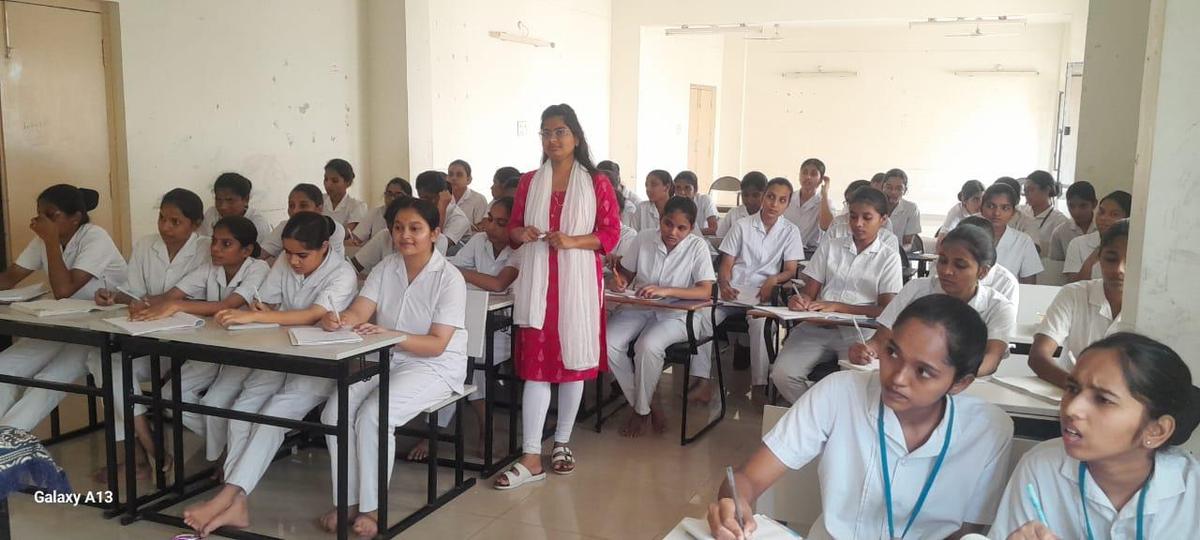 Students being taught German at the Government College of Nursing in Nellore district. 