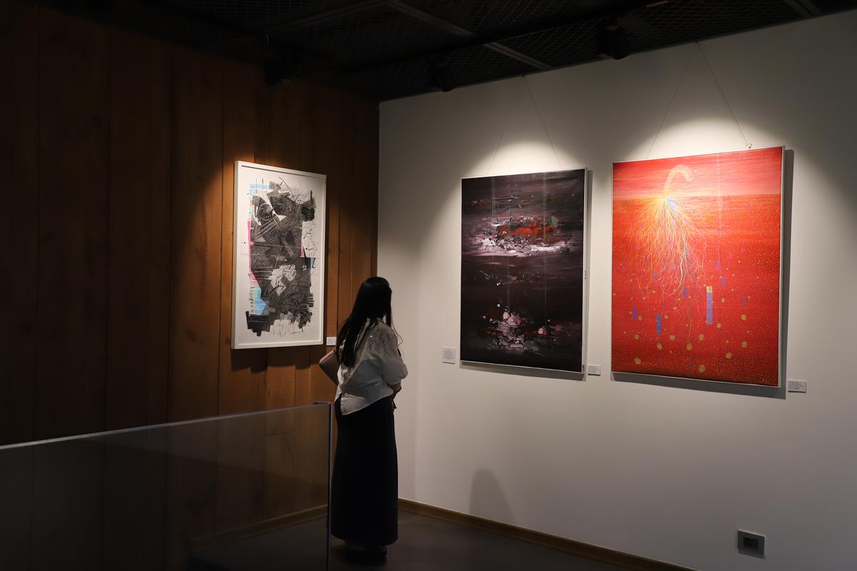 Artworks on display at Abstract Alchemy exhibition at Rang Mirage Gallery
