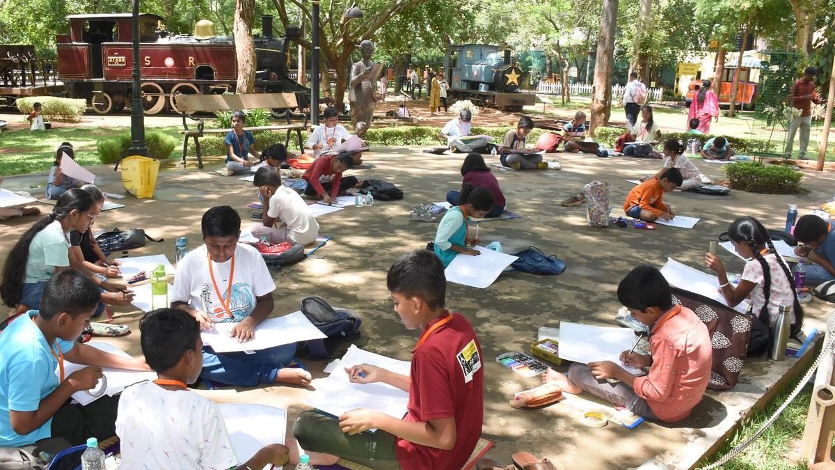 Drawing and painting contest at Mysuru Rail Museum