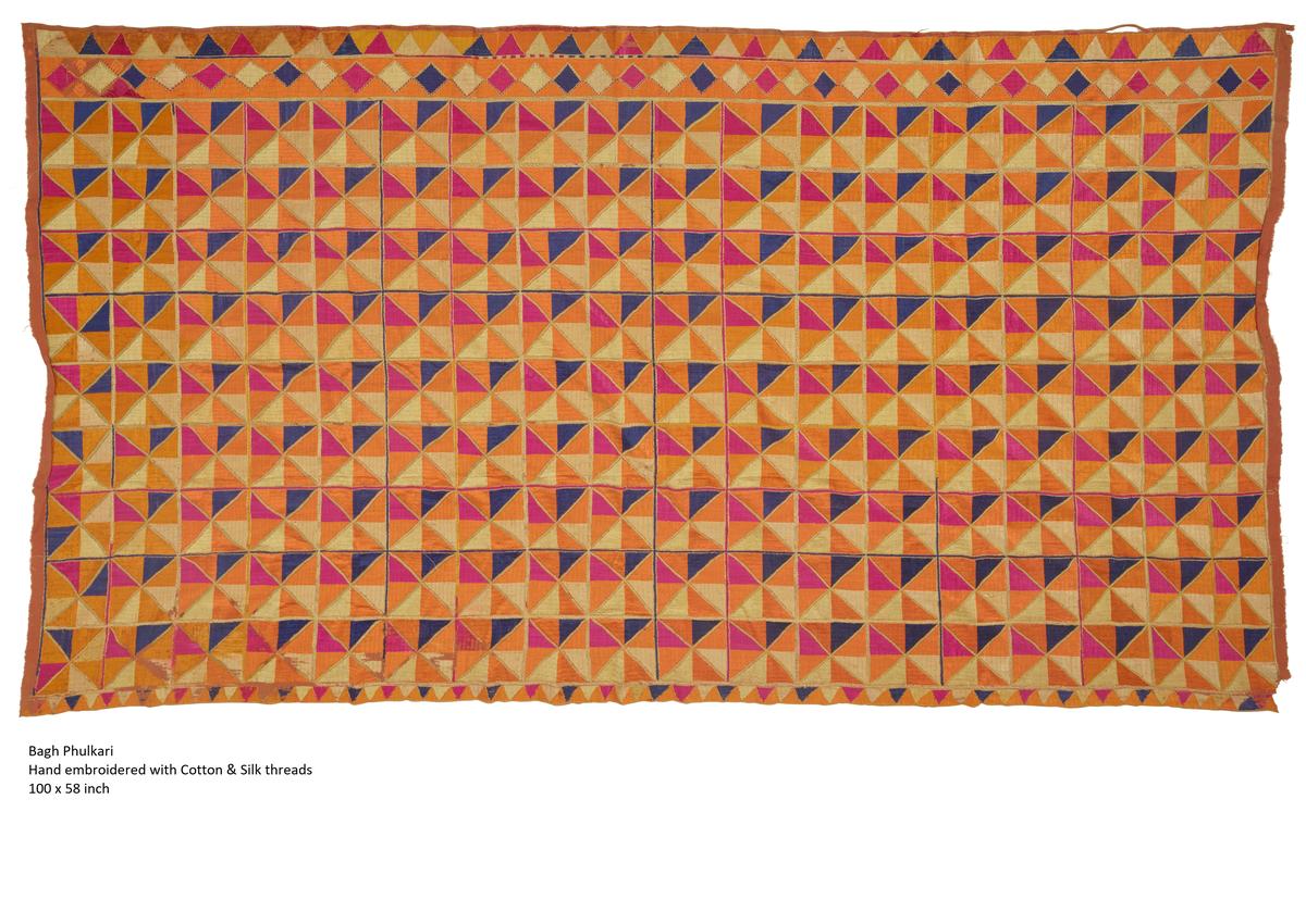 A Bagh Phulkari piece on display.