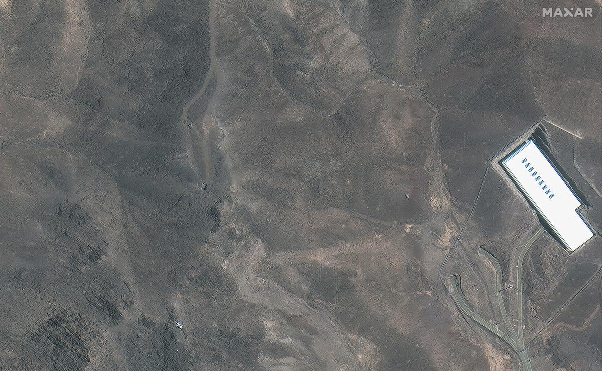 This satellite image provided by Maxar Technologies shows a closer view of a ridge at the Fordo enrichment facility in Iran before U.S. strikes, on June 20, 2025. This satellite image provided by Maxar Technologies shows a closer view of a ridge at the Fordo enrichment facility in Iran before U.S. strikes, on June 20, 2025.