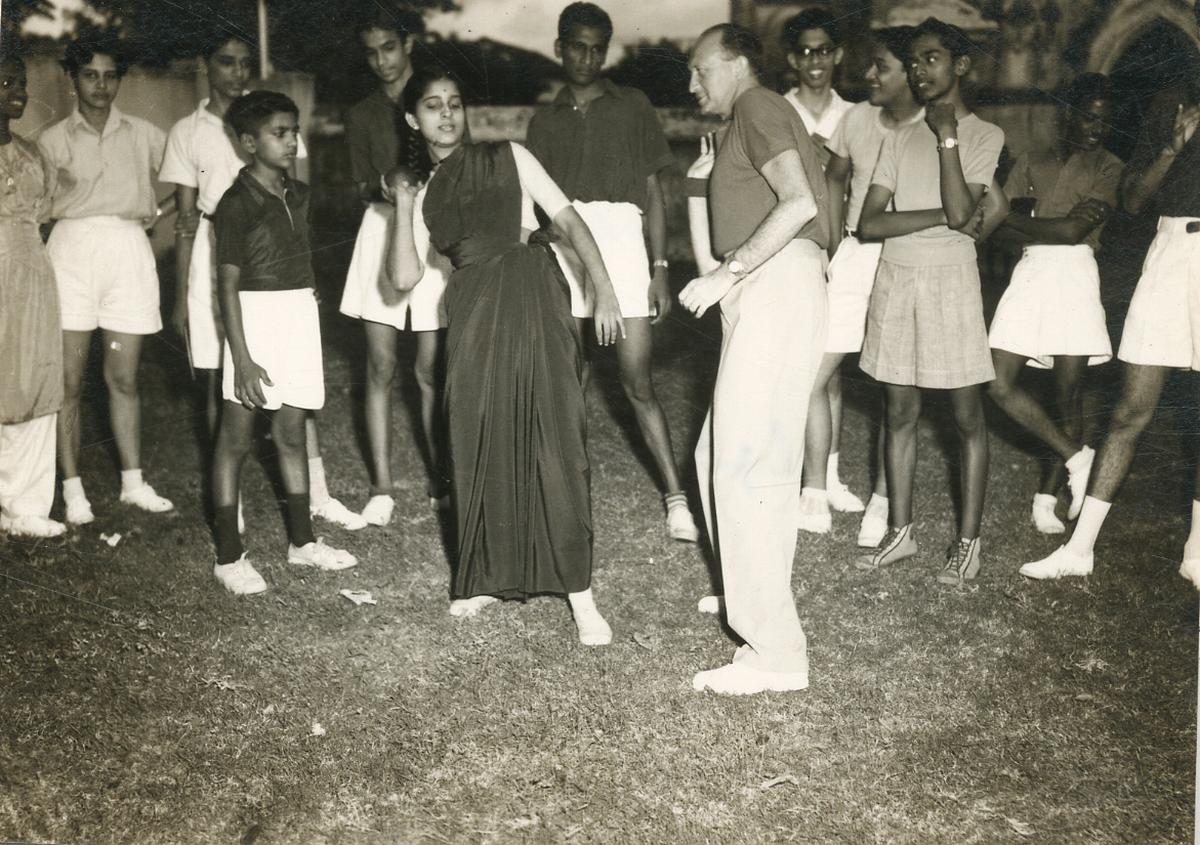 World table tennis champion Victor Barna, who is on an assignment to India under the Rajkumari Coaching Scheme, seen with trainees, in Madras on November 26, 1957.
