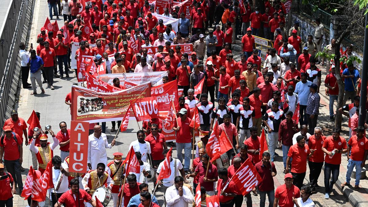 Workers take out rally, demand revision of minimum wage on Labour Day