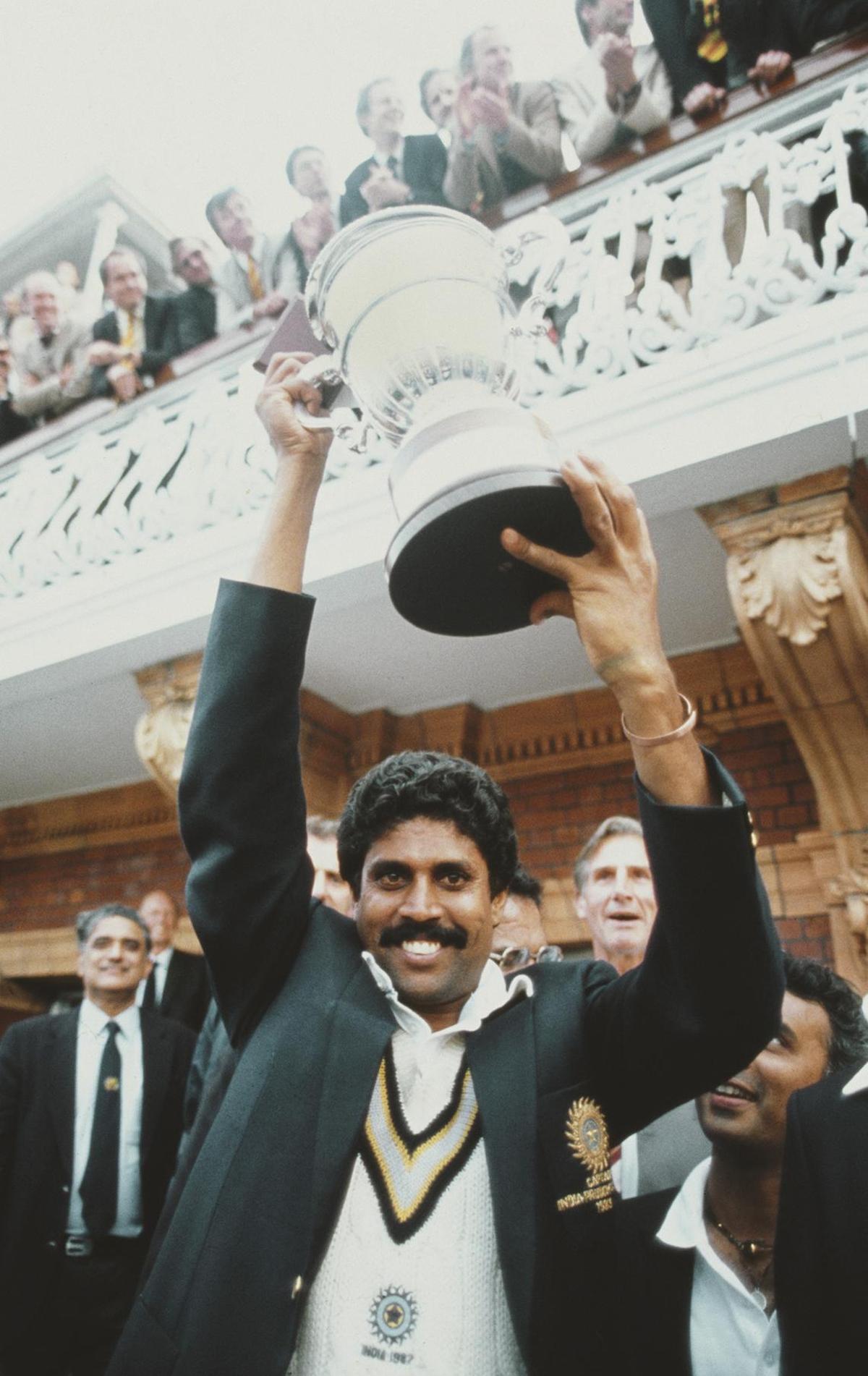 A file photo of India captain Kapil Dev lifting the  1983 World Cup trophy on June 23, 1983 in London, England.