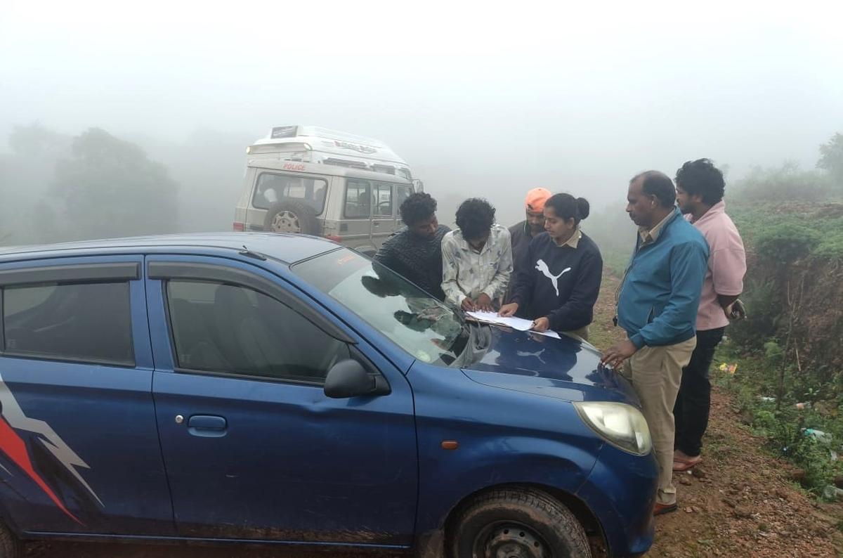 Police in Mudigere taluk booked cases at Devaramane, a tourist destination in Chikkamagaluru district of Karnataka, on July 8, 2024. 