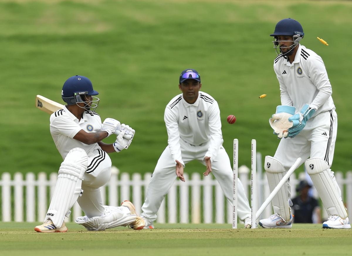Kumar Kartikeya dismisses South Zone opener Mohit Kale.