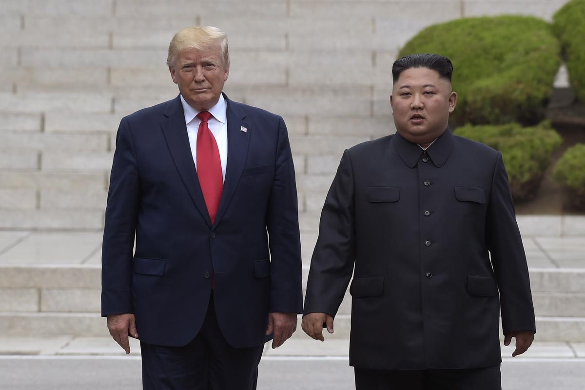 File picture of U.S. President Donald Trump and North Korean leader Kim Jong Un at the North Korean side of the border at the village of Panmunjom in Demilitarized Zone.