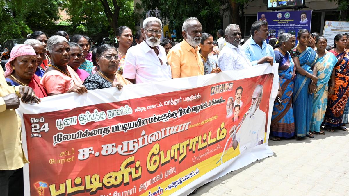 Dalit families in Erode stage protest seeking patta