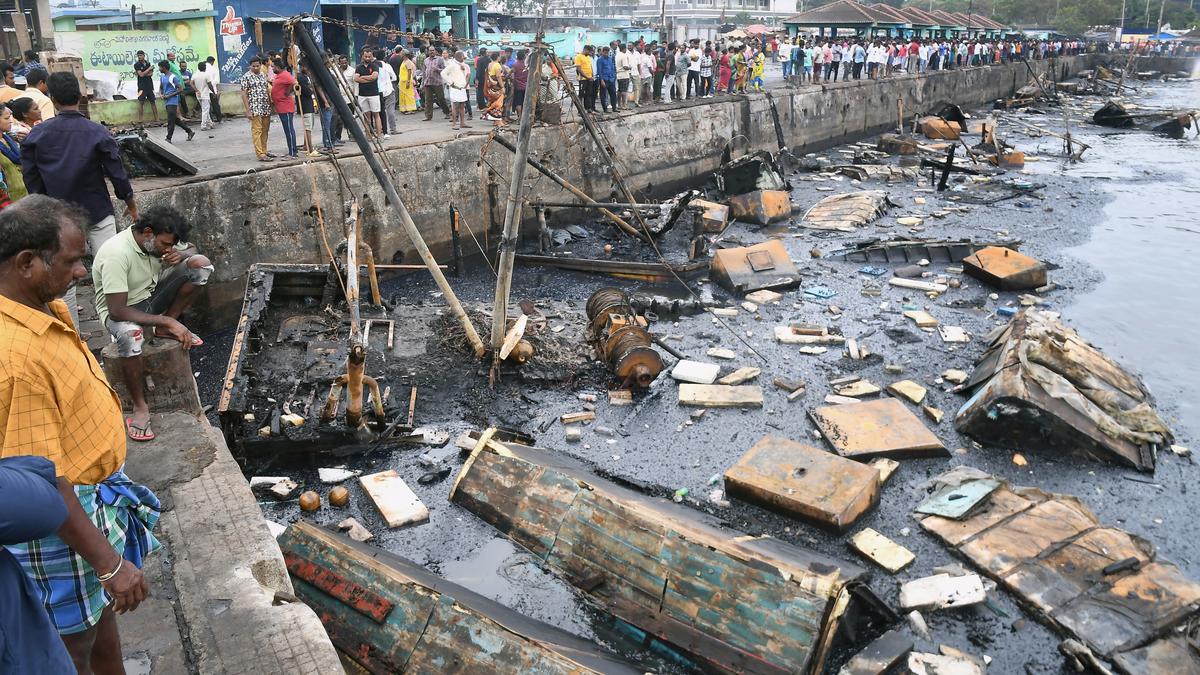 Visakhapatnam fishing harbour fire: wreckage needs to be removed from seawater quickly to avoid pollution, says Pollution Control Board official