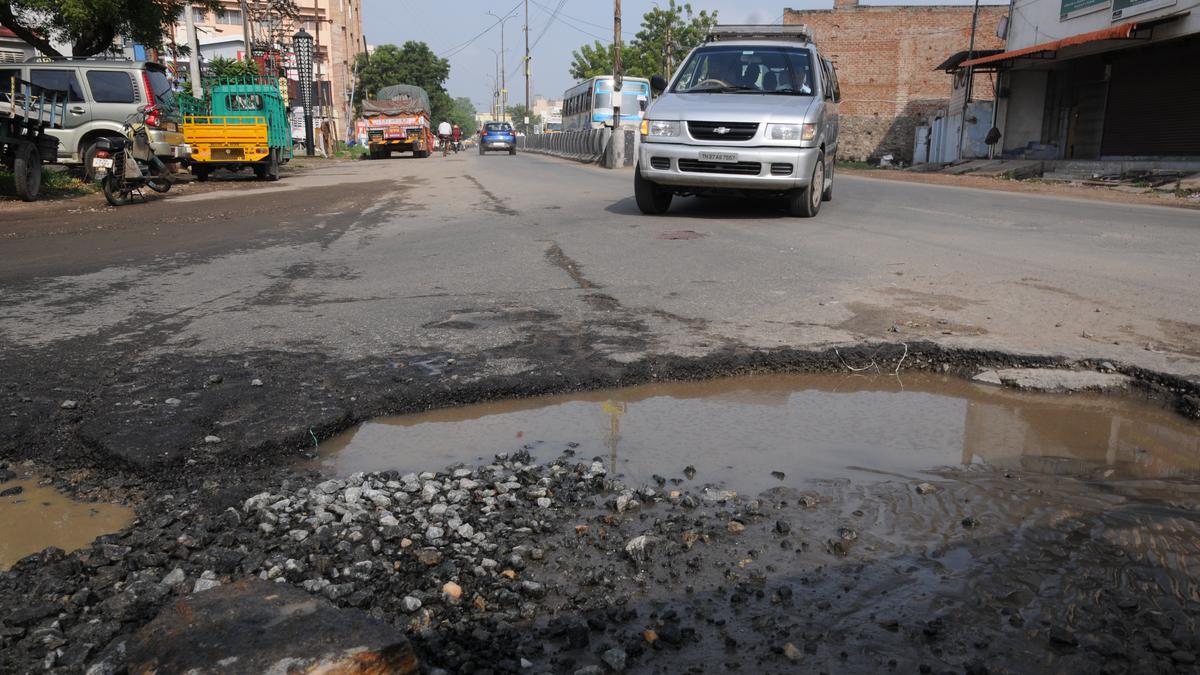 Motorists urge repair works to damaged roads in Erode