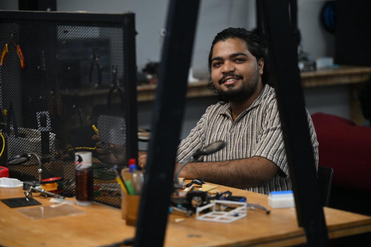Rishi Krishna, a member of the Tinker Hub community at TinkerSpace. 