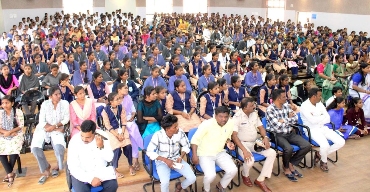 College students attending an interaction programme organised by the Karnataka State Commission for Women in Koppal on Thursday.