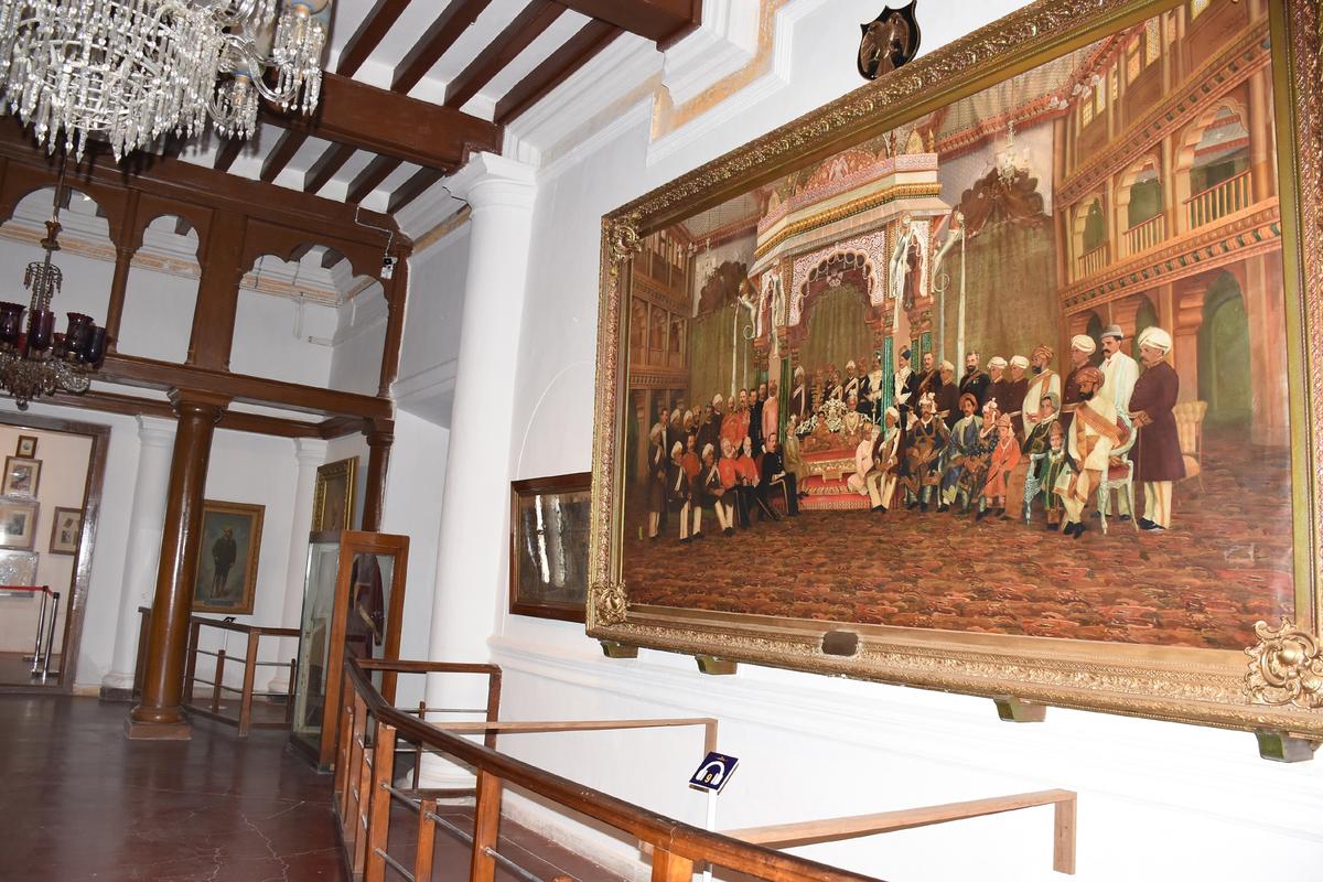A view of the Jayachamarajendra Art Gallery at Jaganmohan Palace. 
