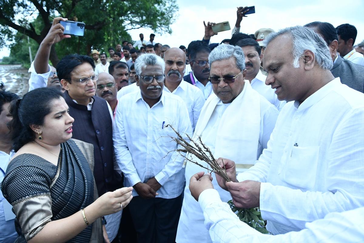 Karnataka CM visits rain-affected areas in Kalaburagi, interacts with distressed  farmers - The Hindu