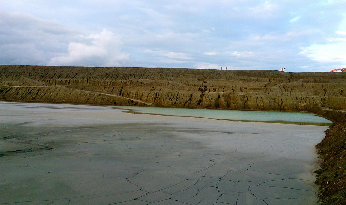 Top view of a dump of Gold Ore Tailings at Hutti in Lingasugur taluk of Raichur district.