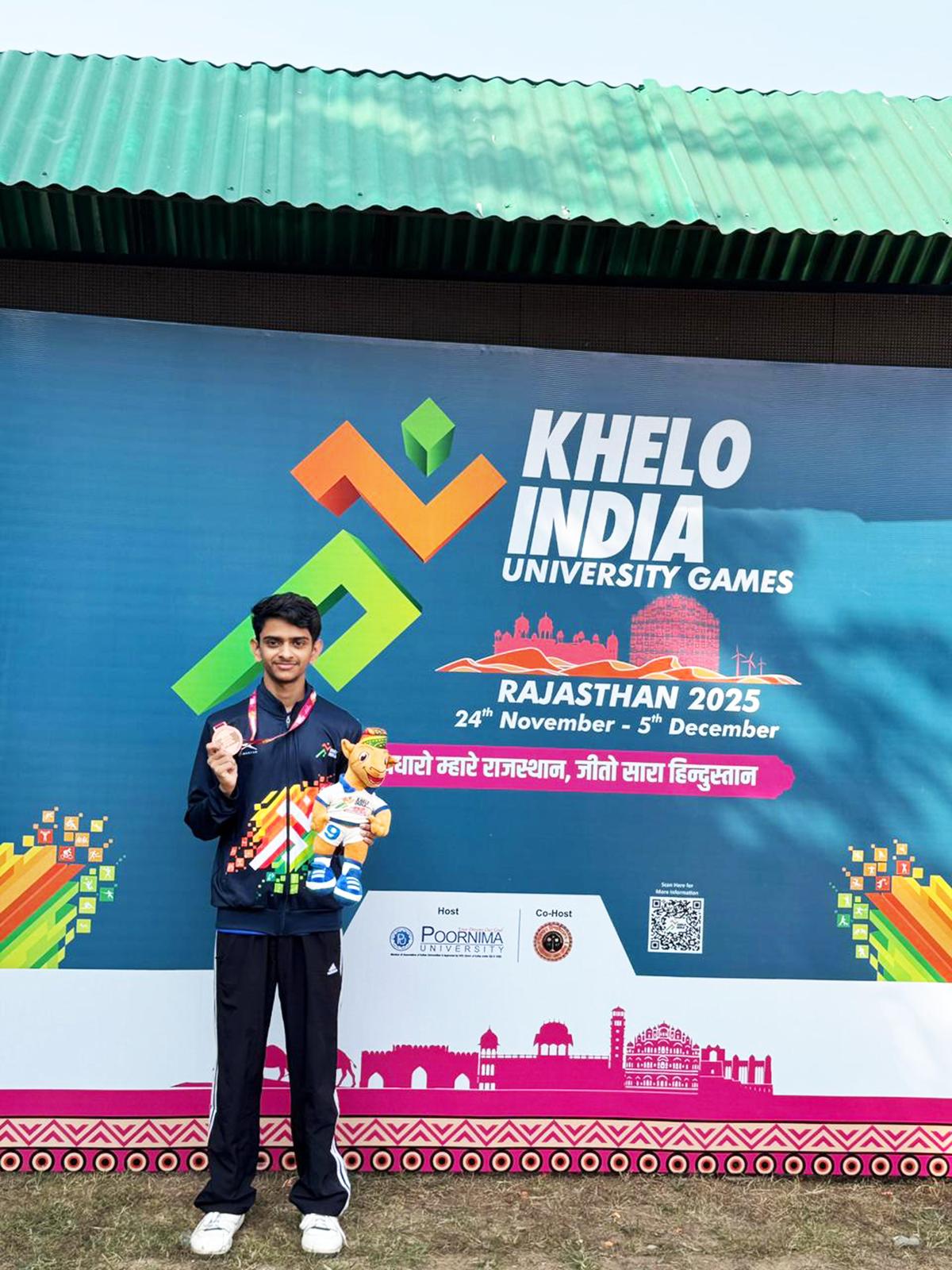 Student S. Hithesh of SIT, Kariapatti, secures a bronze medal at the Khelo India University Games 2025. Student S. Hithesh of SIT, Kariapatti, secures a bronze medal at the Khelo India University Games 2025.