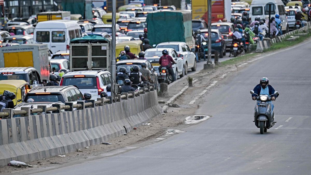 Bengaluru’s Outer Ring Road traffic crawls as rain leaves the stretch flooded