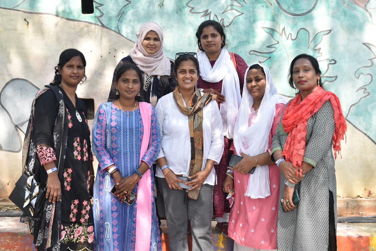 Himani Gupta (centre) with a few members of Kriti social initiatives