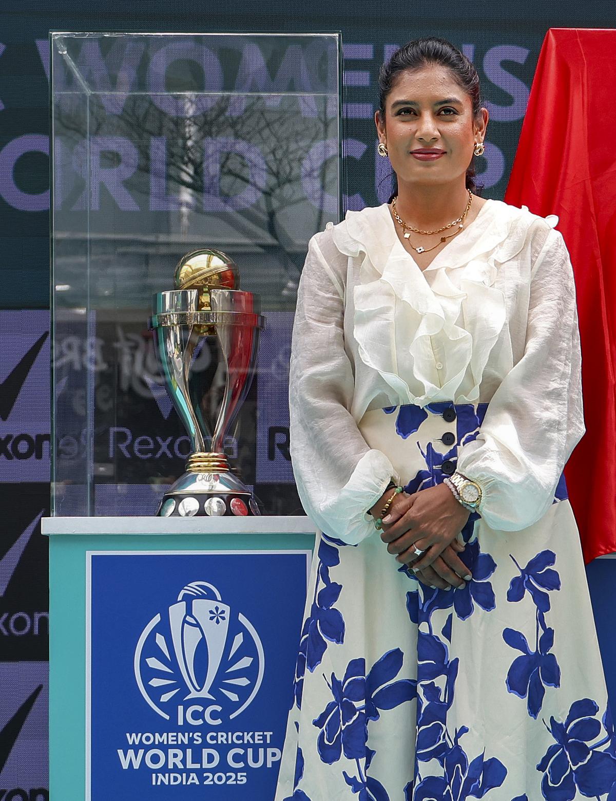 Former India captain Mithali Raj during the ICC Women’s Cricket World Cup 2025 trophy unveiling event in Bengaluru, September 13, 2025.