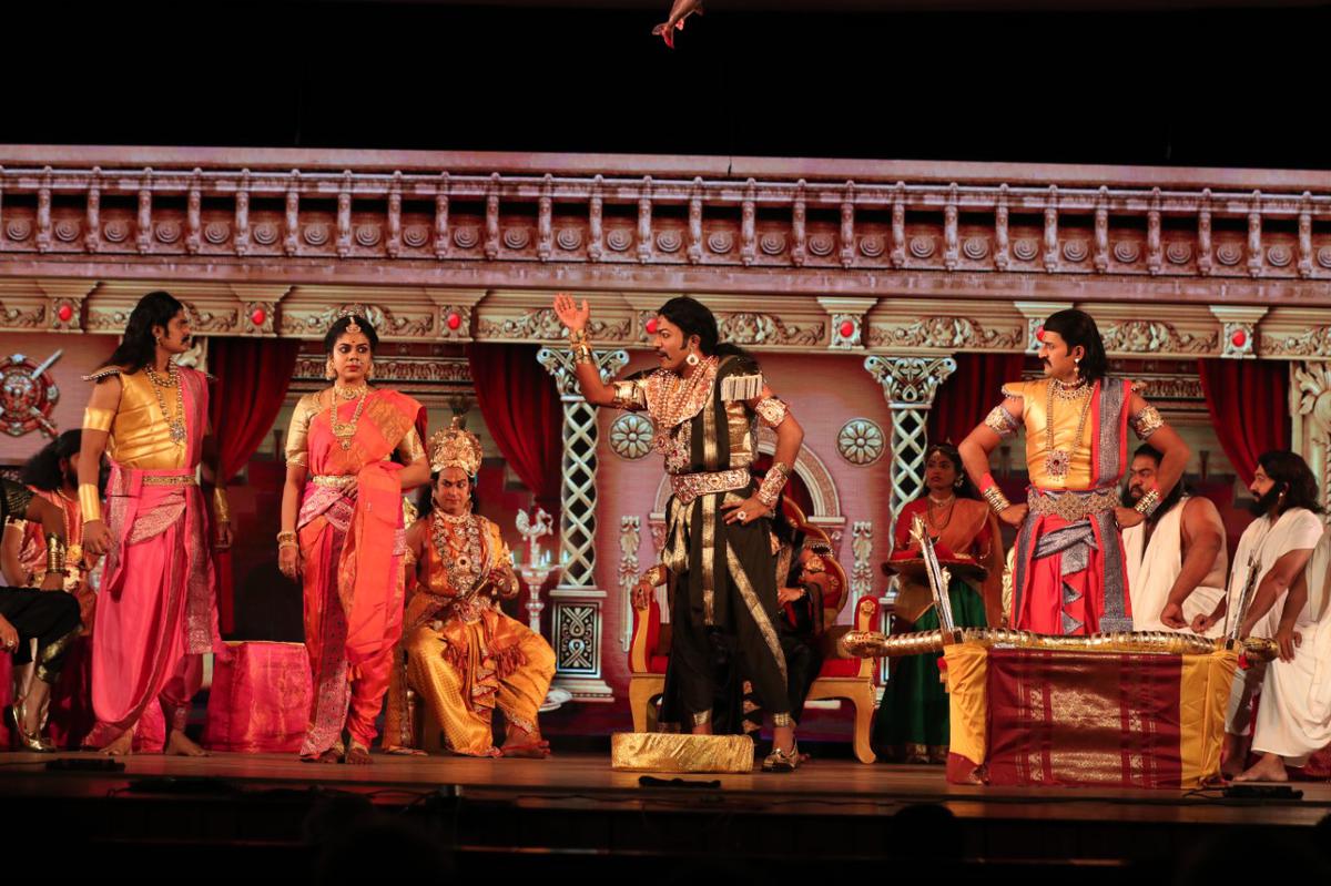 A scene from the Tamil play Draupadi.