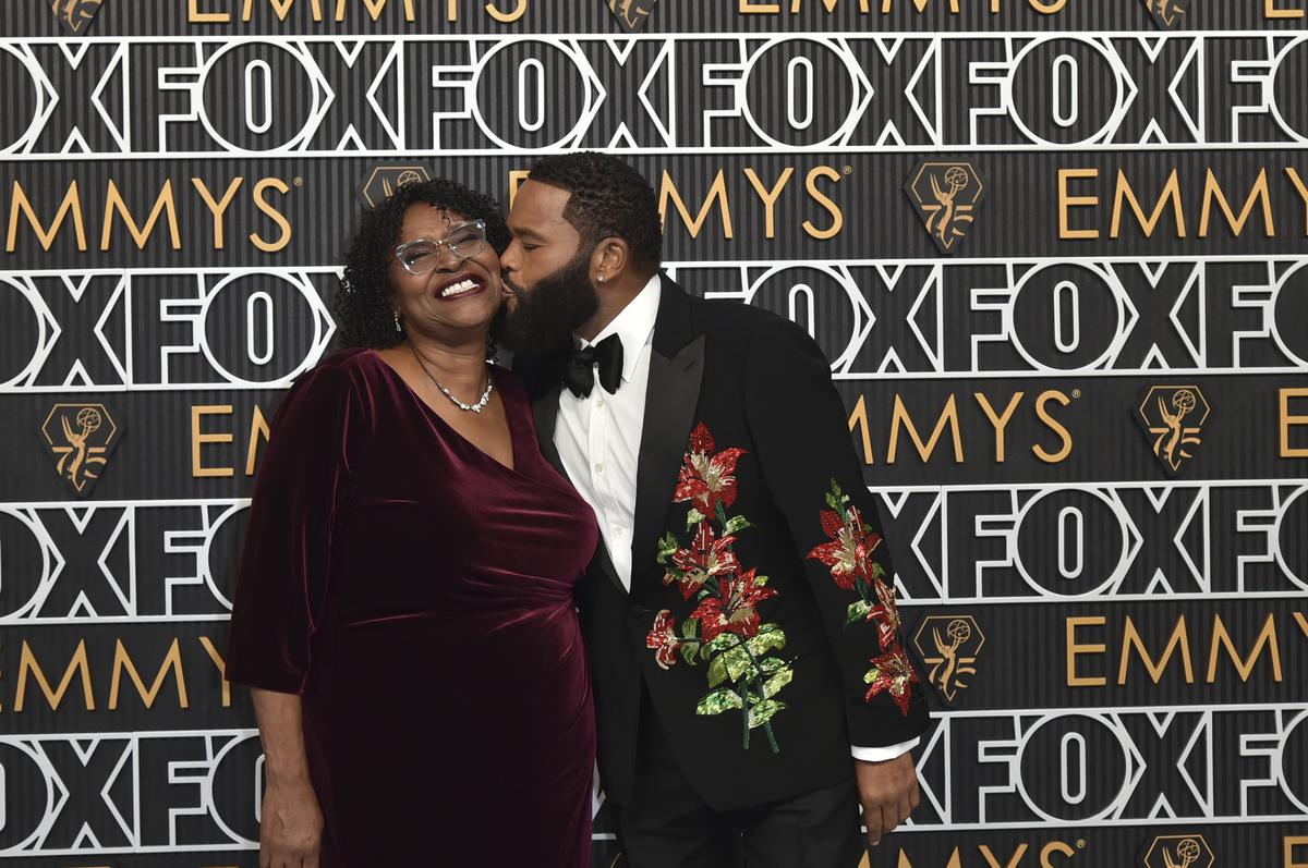 Doris Bowman, left, and Anthony Anderson at the 75th Primetime Emmy Awards 